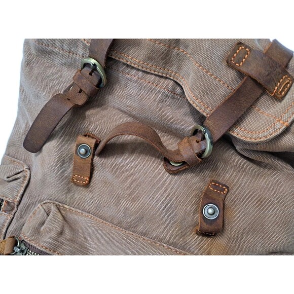 Gearonic Rucksack Adventure Retro Backpack Brown Duty Duck Canvas Leather Bag - Picture 8 of 11